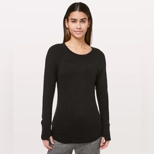 Lululemon Hello Aloe Long Sleeve Pullover Sweater Black Rayon & Silk Size 10